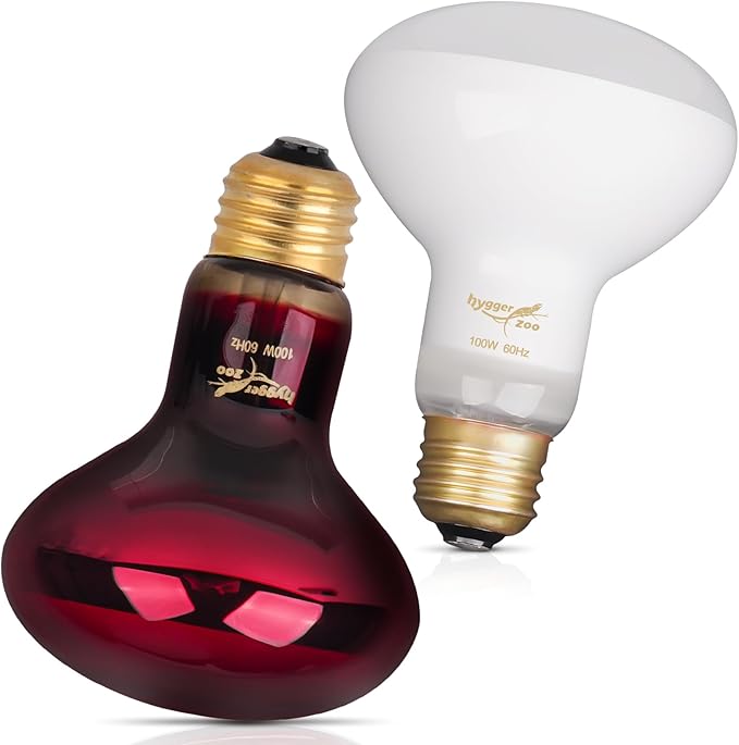 Reptile Heat Lamp Red Light Bulbs for Reptiles, 2PCS 75W Day and Night Infrared Heating Lamp Emitter UVA Daylight Basking Light Bulb for Bearded Dragon Lizard Turtle Gecko Snake Chicken