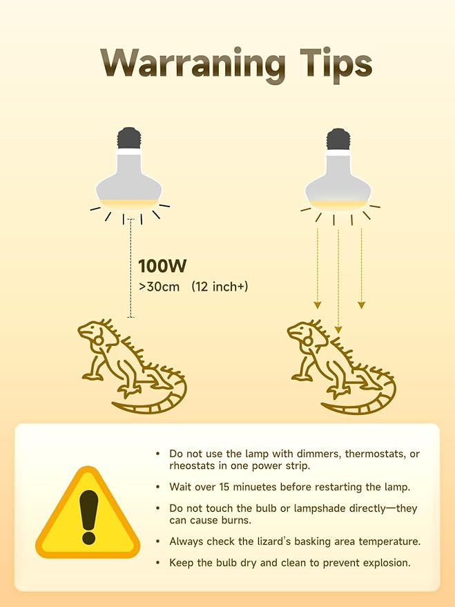 Reptile Heat Lamp,2 Pack 100W Basking Light Bulb with UVA Simulated Sunlight, 3000+ Hours Lifespan, Efficient Heating & Easy Installation for Bearded Dragon, Turtle, Lizard, Snake, Gecko & Chicken