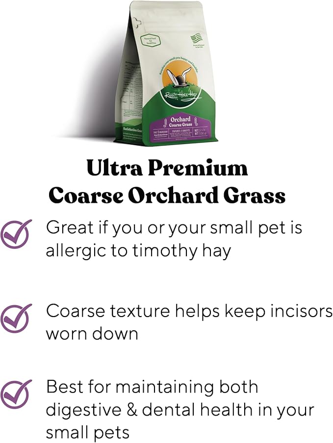 Rabbit Hole Hay - Ultra Premium Coarse Orchard Grass for Small Pets - 10 lb Box - Fresh & Nutritious