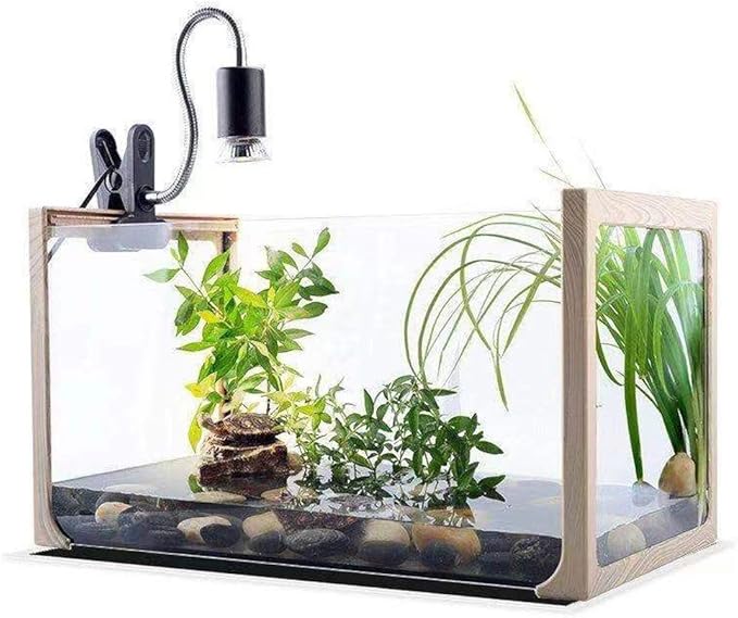 Techsea 2 Pack Reptile Heat Lamps with 360° Rotatable Clips, UVA + UVB Spectrum for Terrariums, 2 Light Bulbs Inside (Black-2 Pack)
