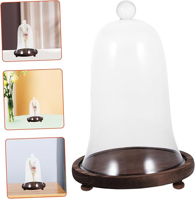 Garneck 1set Micro Landscape Eternal Life Flower Glass Cover Base for Home and Shop Decoration Elegant Flower Display and Showcase Adornment for Parties and Events