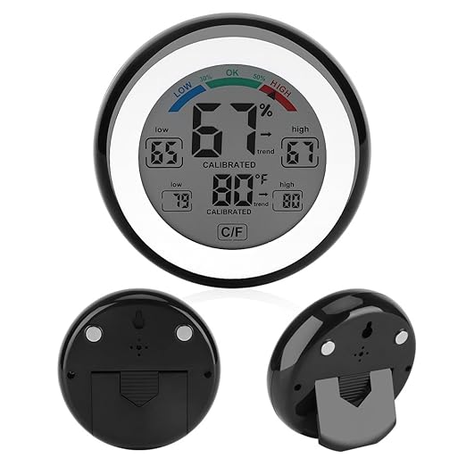 Digital Hygrometer Thermometer LCD Humidity Temperature Meter for Home Office Digital Hygrometer (Black)