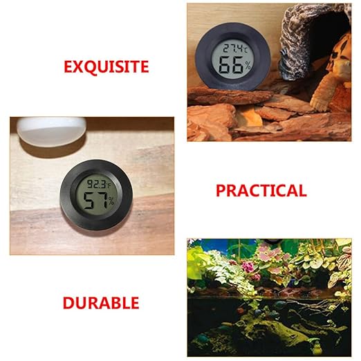 balacoo 7pcs Digital Hygrometer and Thermometer for Reptile Tanks Use Compact Round Accurate Humidity and Temperature Monitoring