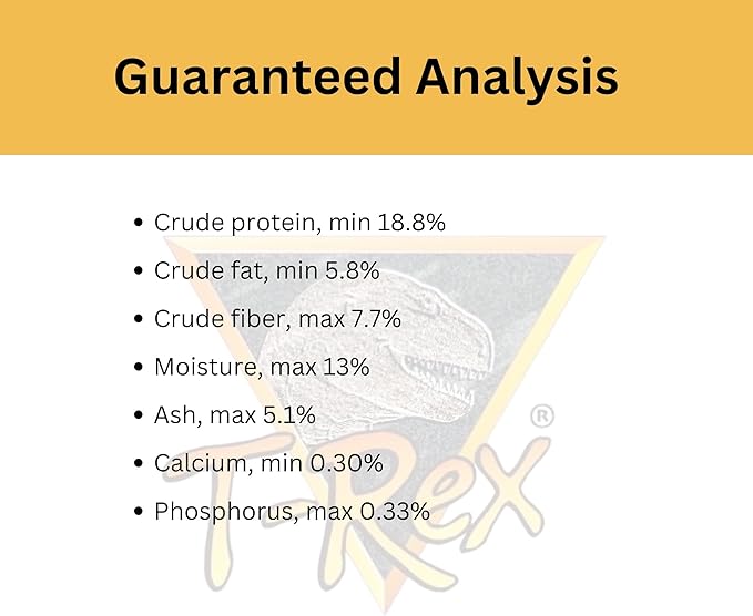 T-Rex Bearded Dragon Food Gourmet Blend – All-Natural Dried Vegetables & Insects, Protein-Included Plant-Based Reptile Diet, Easy to Prepare, 4 oz