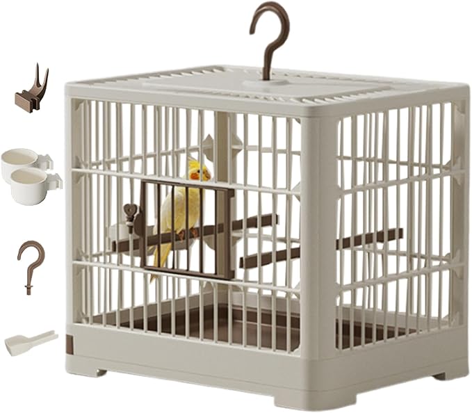 Bird Cages for Parakeets - Travel Bird Cage, Portable Bird Carrier | Lightweight Travel Cage with Detachable Tray Hook Handle, Compact Travel Cage
