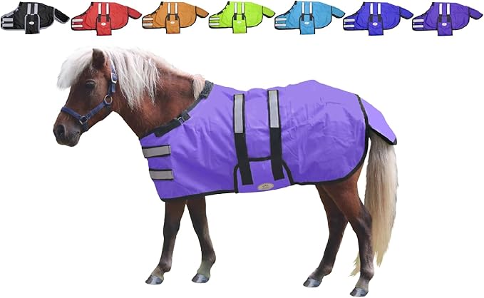 Derby Originals Mini Horse & Foal Winter Turnout Blanket – Reflective, No-Hardware Design, 600D Waterproof Outer, 150g Insulation, 170T Lining, Adjustable Fit, 1-Year Warranty