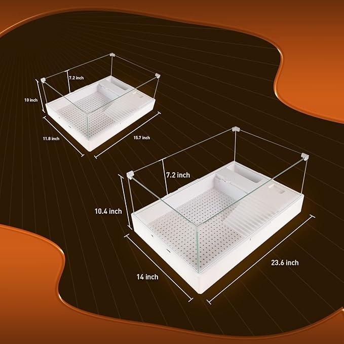 Glass Turtle Tank Tortoise Habitat Halogen (4 Bulbs Spare) UVB Heat Light Filter Pump Bio Sponge Accessories Basking Platform for Aquatic Turtles Aquarium kit Reptile Tank for Reptile Terrariums(XL)