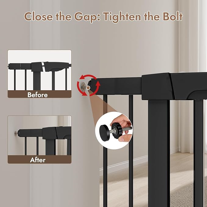 29-43" Baby Gate for Stairs, 36" Tall Dog Gate Indoor, Pressure Mountd Baby Gates with Auto-Close/Hold-Open Features and Anti-Trip Pedal, Safety Kids Gate for Doorways, House, Stairs