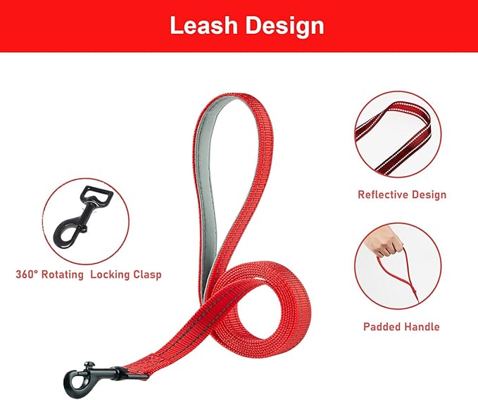 Hipubby Dog Harness and Leash Set, No Pull Soft Mesh Puppy Harness for Small Medium Dogs, Cats - Step in Reflective Breathable Lightweight Vest Harness for Walking, Training - Red, S