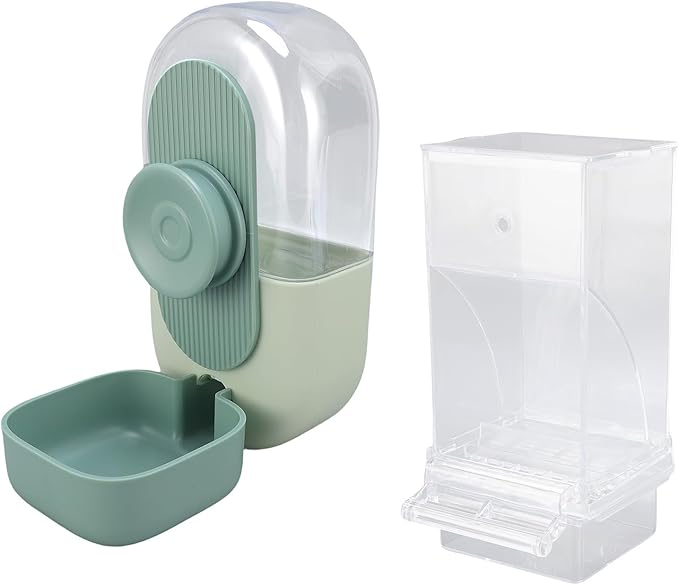 Bird Feeder and Water Dispenser Set, Automatic Cage Food Container for Medium and Large Birds, Transparent Plastic - Gravity Driven Convenience, No Mess Design, Easy Installation
