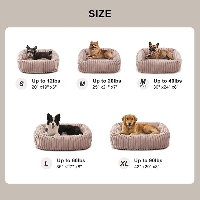 FURTIME Medium Dog Beds for Medium Dogs Washable, Orthopedic Dog Bed, Rectangle Warming Soft Calming Sleeping Puppy Bed Durable Pet Bed with Anti-Slip Bottom