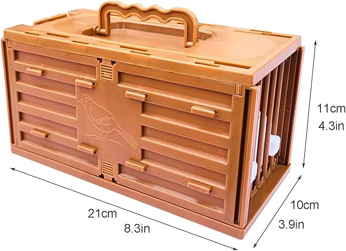 Portable Bird Parrot Carrier Cage, Lightweight & Breathable Outdoor Travel Cage for Small Birds, Compact Plastic Design