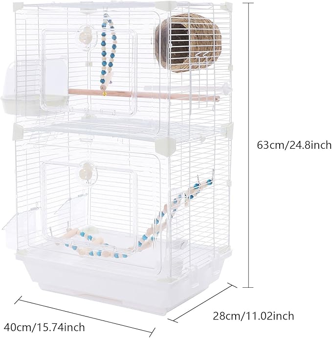 24.8 inch Flight Bird Cage Portable Bird Carrier Travel Bird Cage for Conure Sun Parakeet Green Cheek Conure Lovebird Budgie Finch Canary Travel Birdcage with Handle and Perches