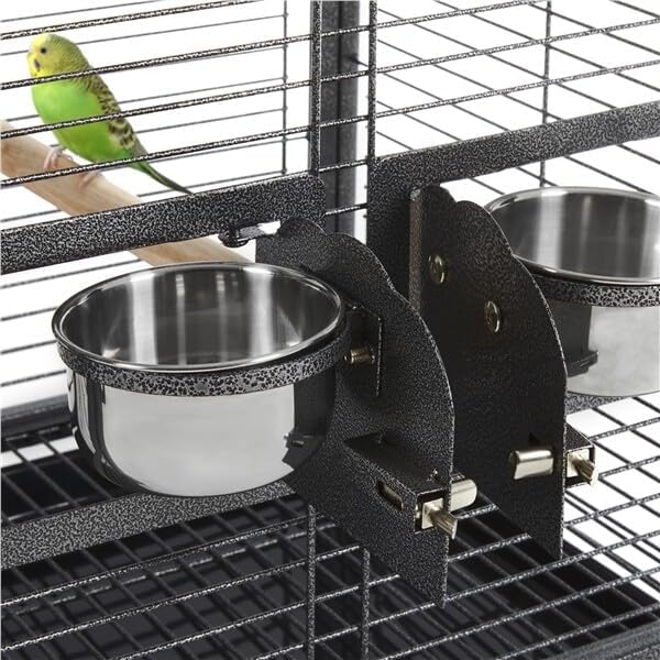 26inch Portable Wrought Iron Bird Cage Travel Bird Carrier Parrot Cage with Wooden Handle