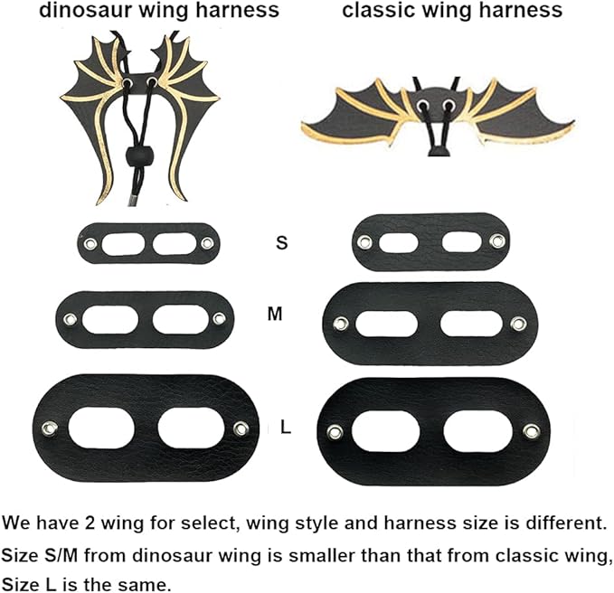 ADOGGYGO Bearded Dragon Leash Harness, 3 Size Pack Black Lizard Wing Harness with Removable Leash for Bearded Dragon Lizard Reptiles
