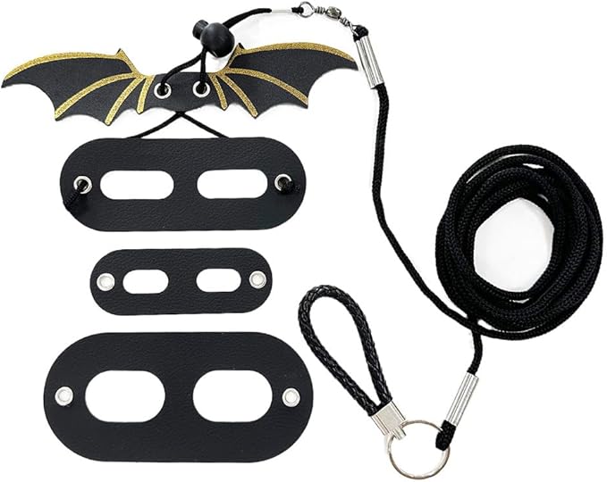 Bearded Dragon Leash and Lizard Harness Adjustable (S,M,L,3 Size) Leather Wing Lizard Iguanas Leash Geckos Reptile for Amphibians Small Pet Animals Gold