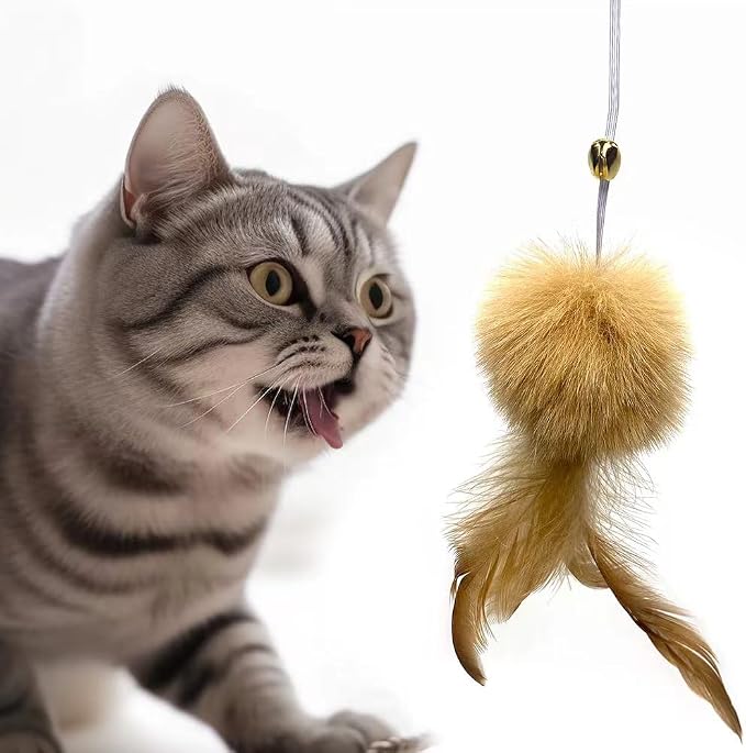 Cat Toys - Rainbow Wand, Feather Flips Plush Ball, Interactive Feather Teaser for Kitten Exercise - 3 Pack - Image 5