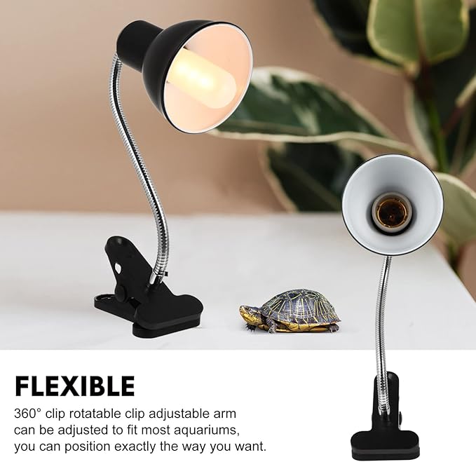Uonlytech Tortoise Heating Lamp Stand Shade for Reptiles Basking Light for Turtles Lizards and Pets Us Clamp Base for