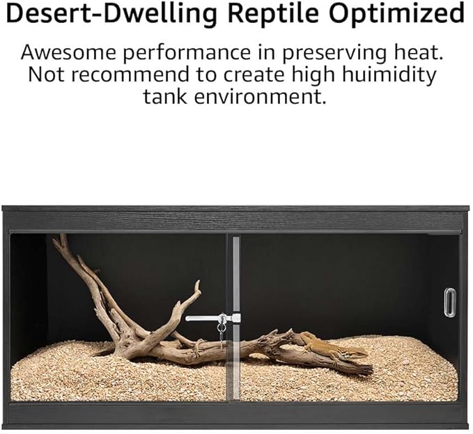 unipaws 50 Gallon Reptile Tank, Front Opening Leopard Geckos Enclosure Terrarium with Sliding Doors, Top Ventilation, Stackable Black Cage for Lizards