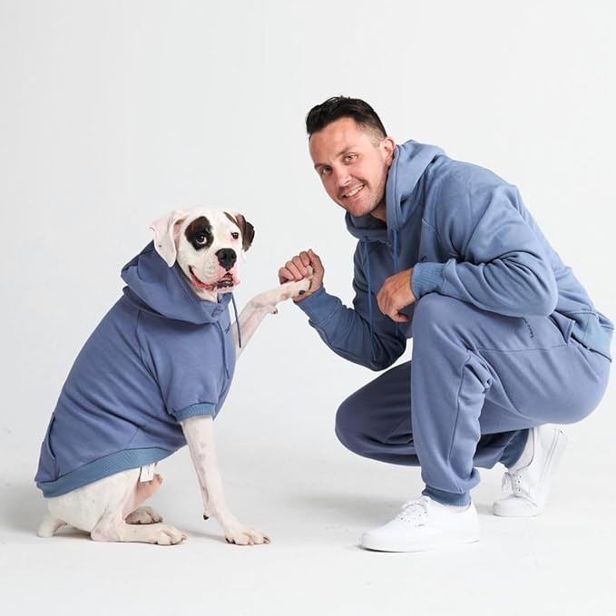 Spark Paws Dog Hoodie – Premium Dog Sweater for Small, Medium, and Large Dogs | Warm Outfits for French Bulldogs, Pitbull, Puppy, Winter Jacket Alternative - Slate Blue - L
