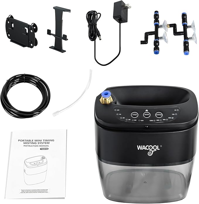 Reptile Mister Fogger, 800ml Portable Terrarium Misting System with 2 Nozzles for Reptile Tanks & Amphibian Enclosures - Black