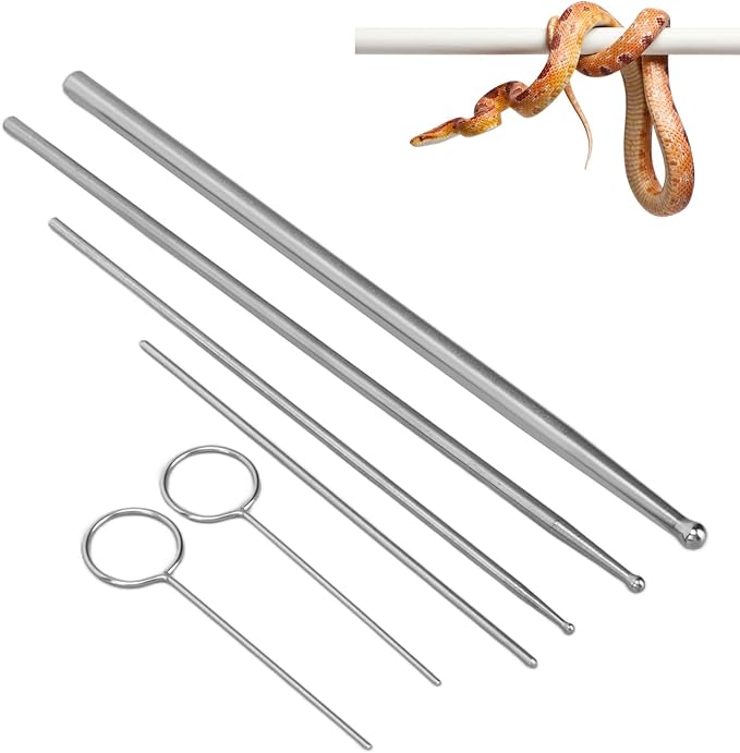AYNEFY Reptiles Reptile Breeding Tools, Reptile Hatching Supplies, with Round Tip and Naturally Hypoallergenic Metal Snake Gender Probes Tool Premium Stainless Snake Probe Set Snake