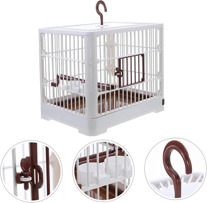 Portable Bird Travel Cage with Handle for Parakeets Small Birds and Pigeons Lightweight Plastic Carrier with Ventilation Removable Tray for Easy Cleaning Outdoor Flight Cage for