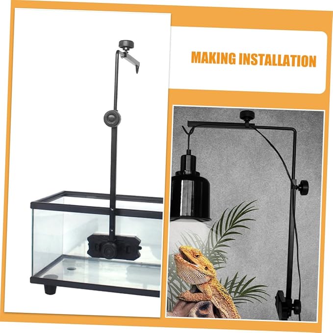 Reptile Heat Lamp Fixture Bracket Sturdy Fish Tank Light Mounting Stand for Turtles Lizards Basking Support for Aquarium Lighting Needs