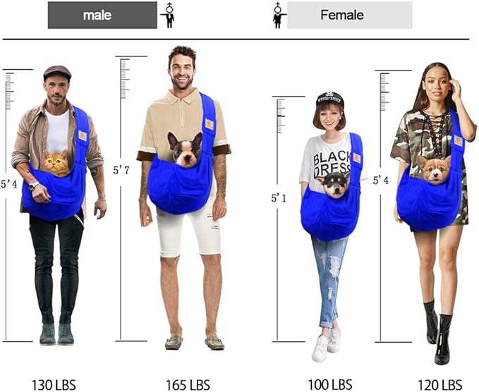 Tomkas Small Dog Sling Carrier - Zipper Pocket & Adjustable Strap & Zip Pocket - for 3-10 lbs Pets (Royal Blue, M - Zipper Pocket & Classic Strap)