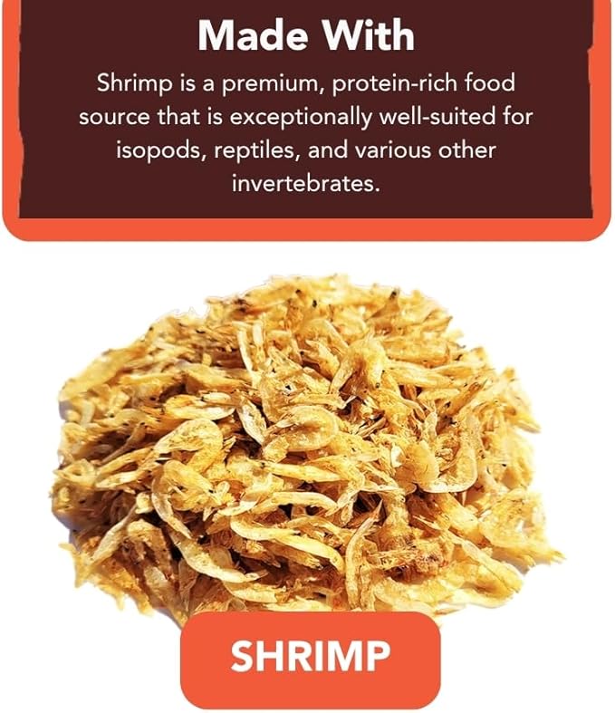 IsoCare Premium Dried Shrimp Treats High Protein Supplement for Isopods, Reptiles, Lizards, Birds, Fish, Aquatic Turtles, Amphibians, Feeders, Invertebrates - Natural Shellfish 16oz