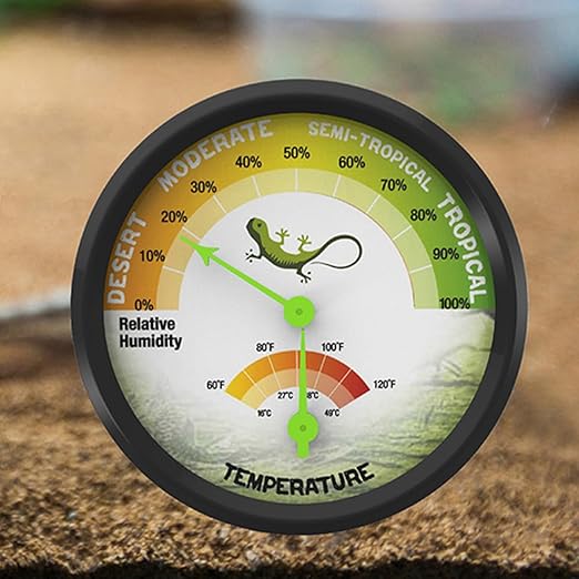 Reptile Box Thermometer Hygrometer Mechanical Mini Temperature and Humidity Gauge High Accuracy No Battery Required for Terrarium Pet Habitat