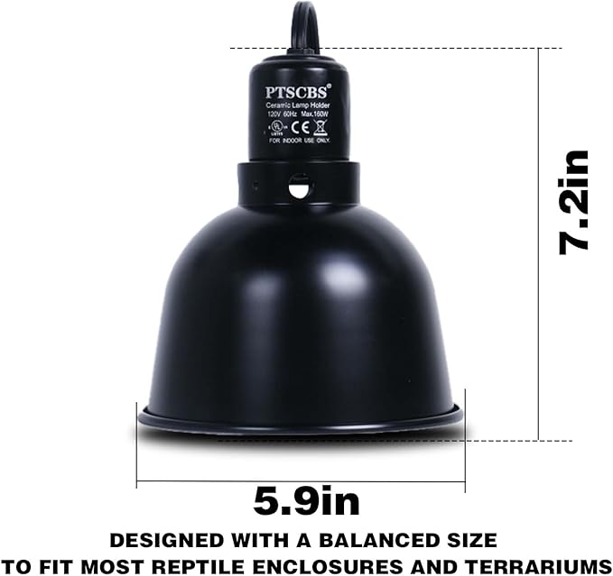 8.5-inch Standard lamp Dome for Reptile Heating Lamps, Object/Heat/Ceramic Heat emitters, up to 200W for Bearded Dragons, Turtles, Snakes and Lizards Lamps