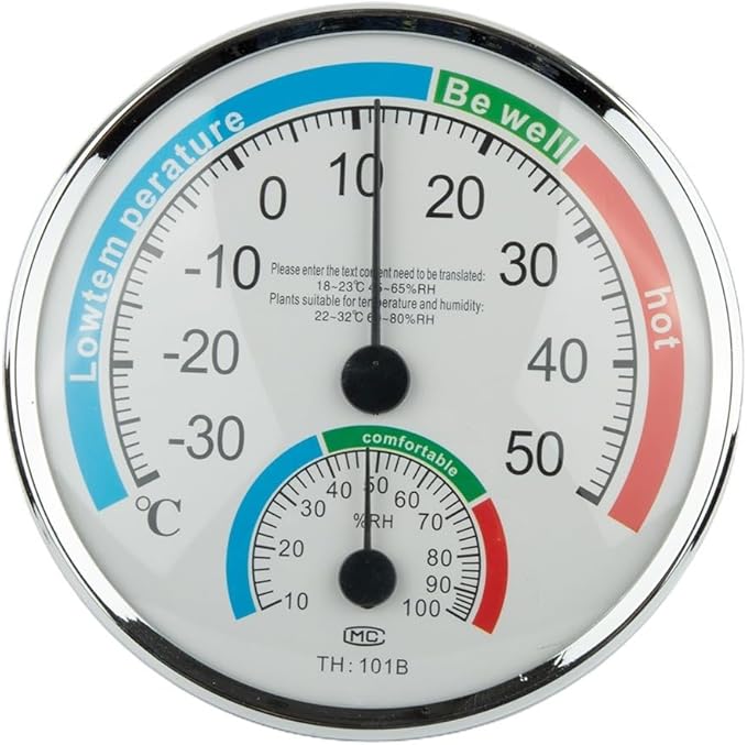 Analogue Room Climate Monitor with Temperature Humidity Gauge for Wall Mount or Stand, Indoor Use in Bathroom Sauna Nursery Bedroom Terrarium Reptile(1pcs)