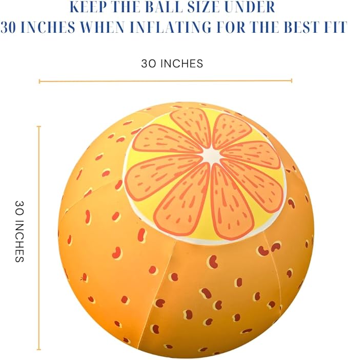 Horse Ball Cover 30inch - Stretchable Fabric with Orange Pattern Design,Washable Protector for Equine Therapy, Training & Stable Use