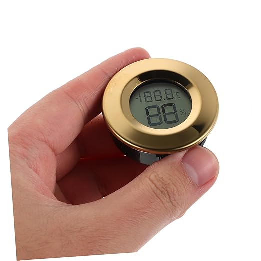 FRCOLOR Round Embedded Cigar Box Humidifier Digital Hygrometer Thermometer LCD Indoor Room Wall Thermometer for Humidity Gauge Reptile Habitat