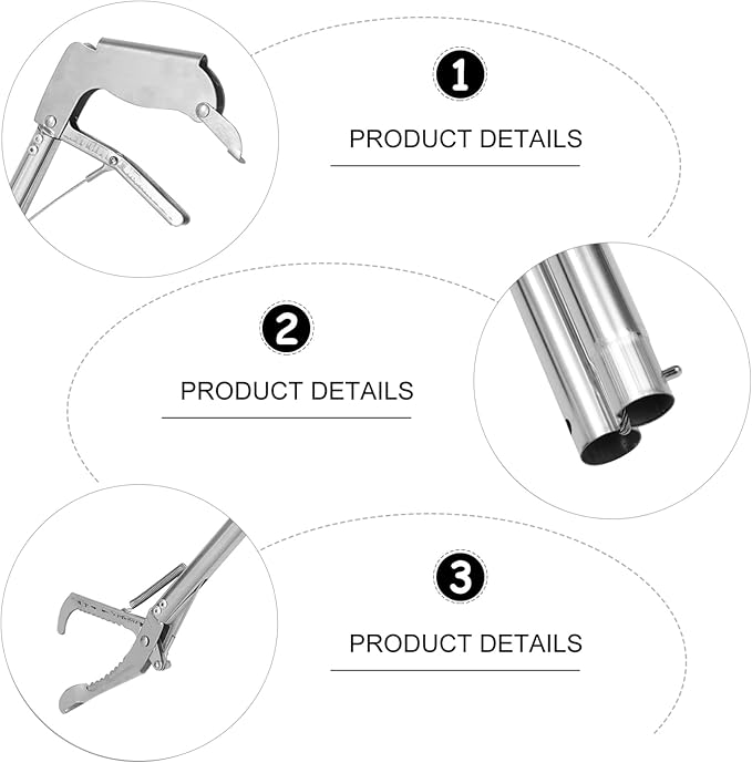 Snake Tongs Snake Catcher Stainless Steel Snake Catch Clip Folding r Wide Jaw Capture Clamp with Lock (1.2M Long) Silver 63X13CM L152917QEB