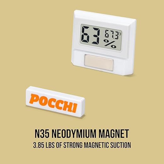 Magnetic Reptile Thermometer and Humidity Gauge - Indoor Temperature and Humidity Monitor - Digital Thermometer Hygrometer for Tank Accessories Bearded Dragon, Snake, Gecko, Lizard - White