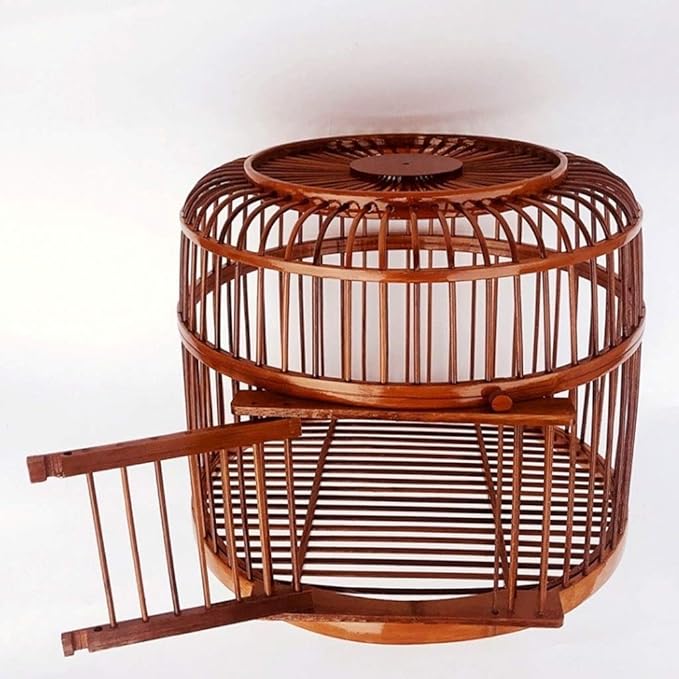 Handmade Bird Cages Retro Bamboo Travel Bird Carrier Parrot Home Villa Suitable for Bird Breeding, Brown,Natural,Brown