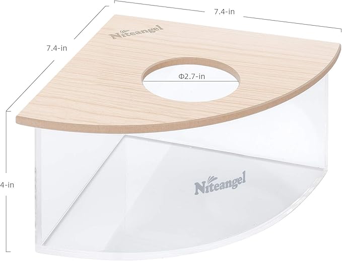 Niteangel Animal Sand-Bath Box: - Acrylic Critter's Sand Bath Shower Room & Digging Sand Container for Hamsters Mice Lemming Gerbils or Other Small Pets (Triangle, Burlywood)