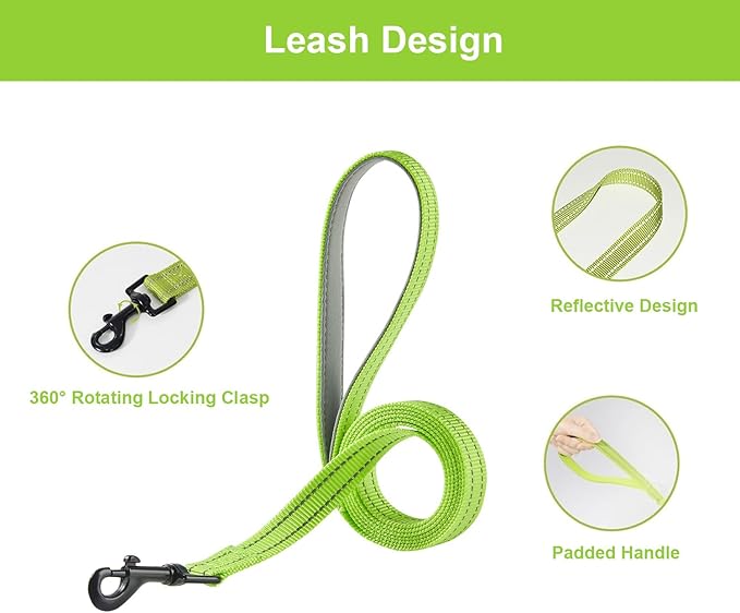 Hipubby Dog Harness and Leash Set, No Pull Soft Mesh Puppy Harness for Small Medium Dogs, Cats - Step in Reflective Breathable Lightweight Vest Harness for Walking, Training - Bright Green, L