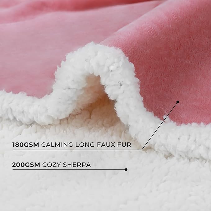 Luciphia Waterproof Bed Blanket Washable,Soft Sherpa Fleece Puppy Reversible Throw Blankets for Small Dog Cat,Furniture Cover Protector Couch Bed from Liquid Pee and Pet Fur, Pink White, 40" x 28"