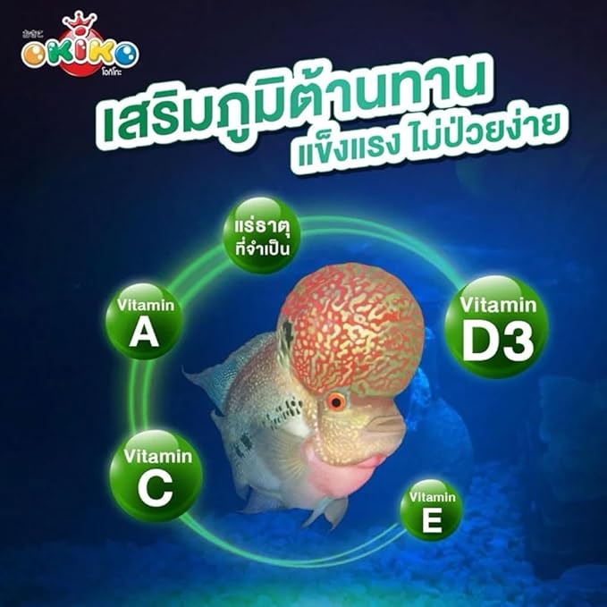 Flowerhorn Fish Food Floating Pellets Small 1 MM Head Up Quickly Huncher Formula High Protein Tropical Fish Feed Astaxanthin Plus Color Enhancing Healthy Fast Growth 500g(1.76 Oz.)