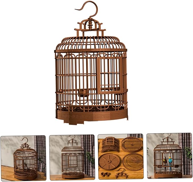 POPETPOP Bird Cage Large Birdcage Plastic Design Parakeet Travel Cage for Macaw