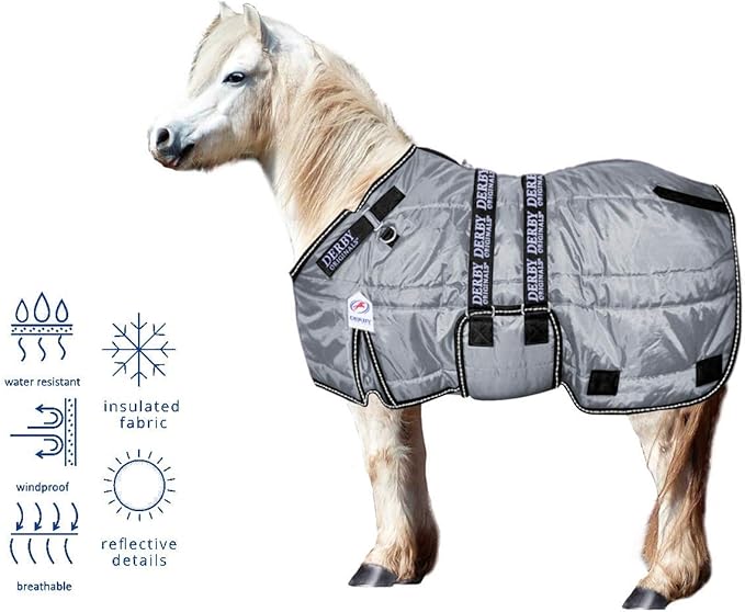 Derby Originals Nordic-Tough 600D Closed Front Horse Stable Blanket – Medium Weight, 200g Insulation, Breathable Triple-Layer Design, 170T Lining, Belly Wrap, for Indoor Use Only (Charcoal, 54")