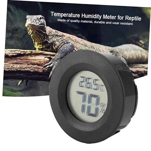 HANABASS 4pc Reptile Pet Box Temperature and Humidity Digital Humidity Acrylic Round Thermometer for Snake Lizard Tank Easy Install Compact Design