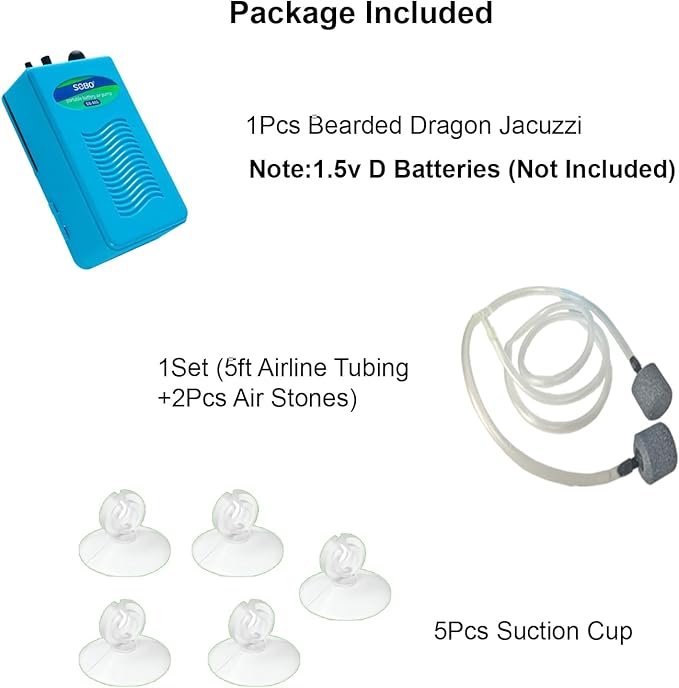 Portable Aerator for Massaging Bearded Dragons, Bearded Dragon Massaging, Aerator for Bearded Dragon Bathtub and Bearded Dragon Pool, Bearded Dragon Tank Accessories, Bearded Dragon Accessories
