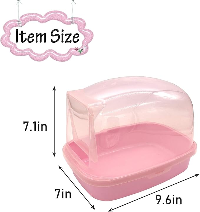 kathson Hamster Sand Bath Container Dwarf Hamster Dry Bathroom Chinchilla Sauna Toilet Plastic Sand Bathtub Sand Box Ideal for Guinea Pig Gerbil Hedgehog Squirrel and Other Small Animals (Pink)