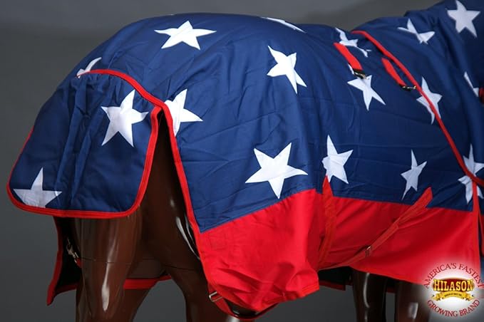American Flag 82 in HILASON 1200D Winter Waterproof Poly Horse Turnout Blanket Belly Wrap