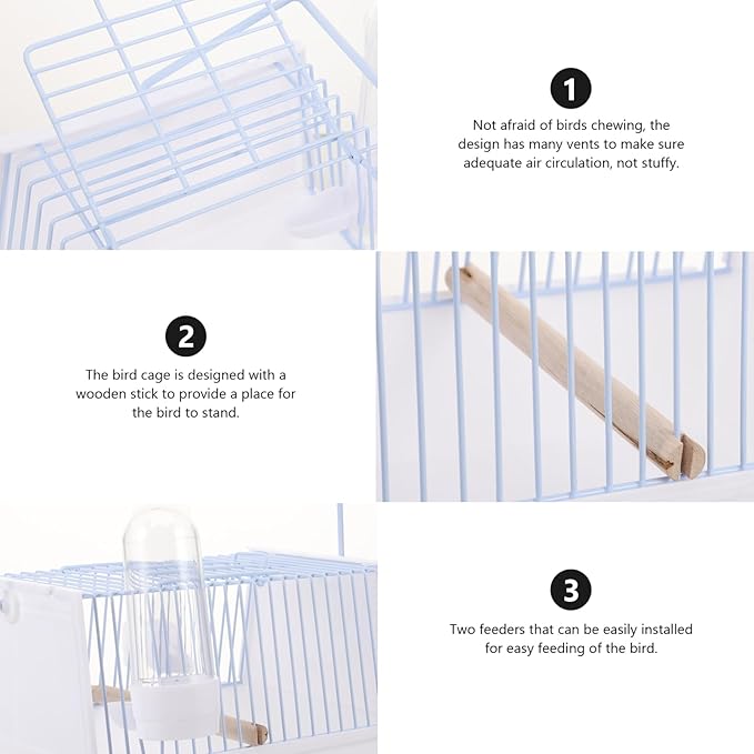 Generic 1set Portable Bird Carrier Cage for Birds Lightweight Travel Cage for Parrots for Outings Hiking Shopping Metal Design
