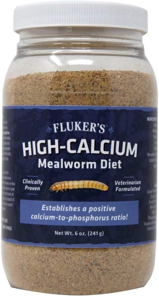 Fluker's High Calcium Mealworm Diet, Can Be Used as a Gut-Loading Food or Bedding, 6 oz